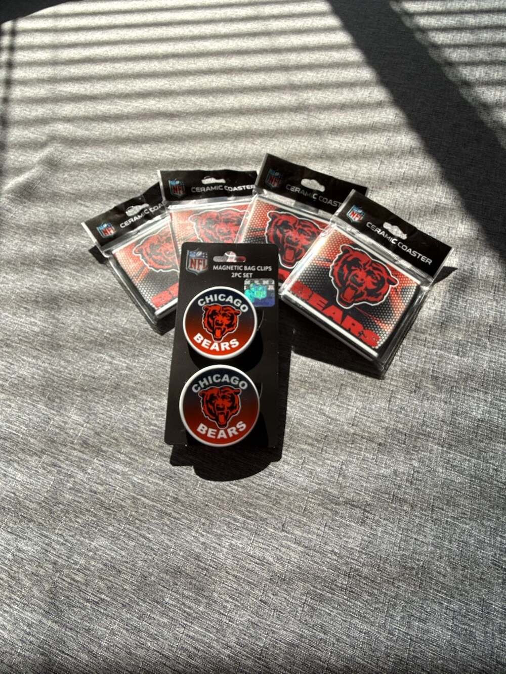 NFL Chicago Bears Ceramic Coasters and Magnetic Bag Clips Bundle Lot